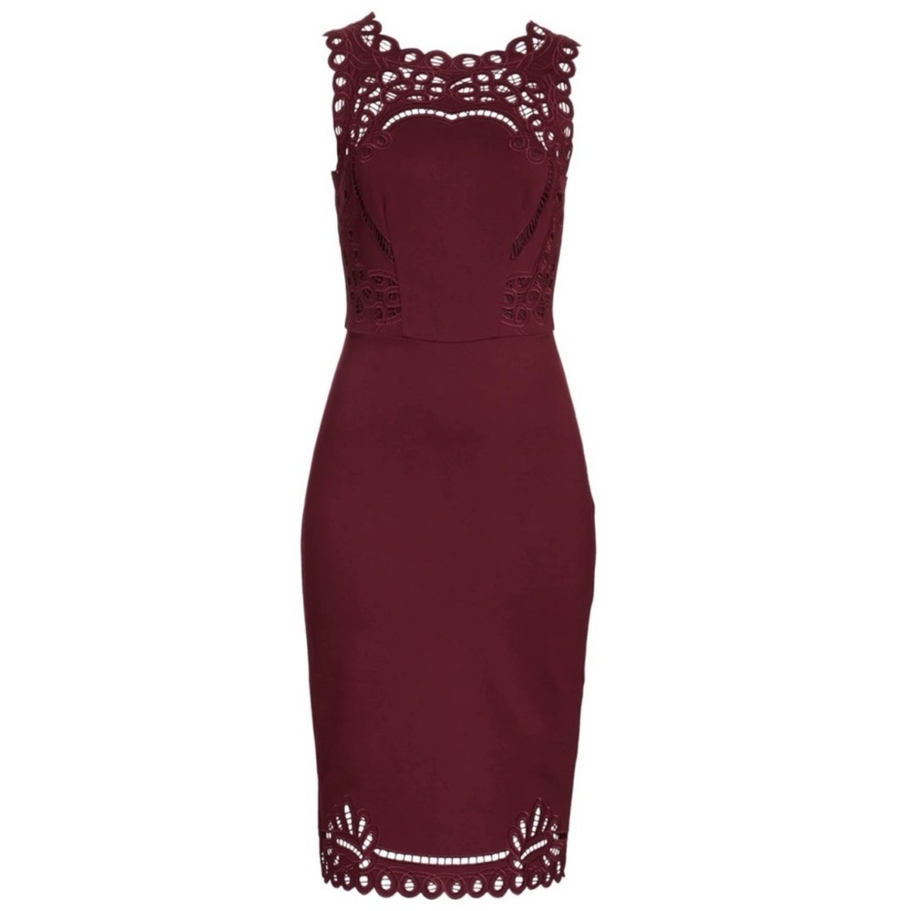 NWOT Ted Baker Burgundy Lace Midi Dress